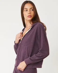 MONROW Original Fleece Zip Up Hoody HEATHEREDGRAPE Cheap